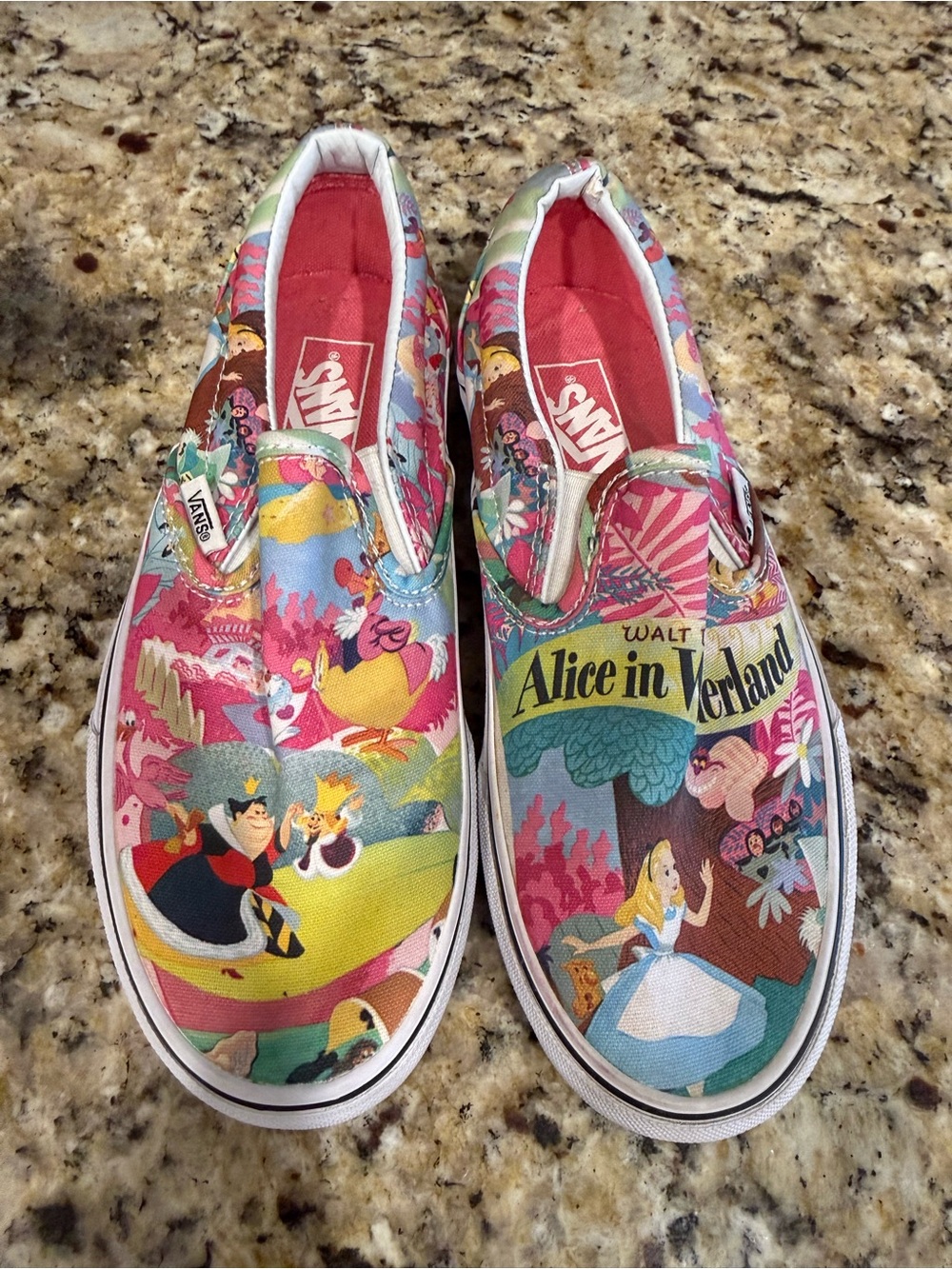 Disney Vans Alice in Wonderland Pink Multi Canvas Slip-On Sneakers